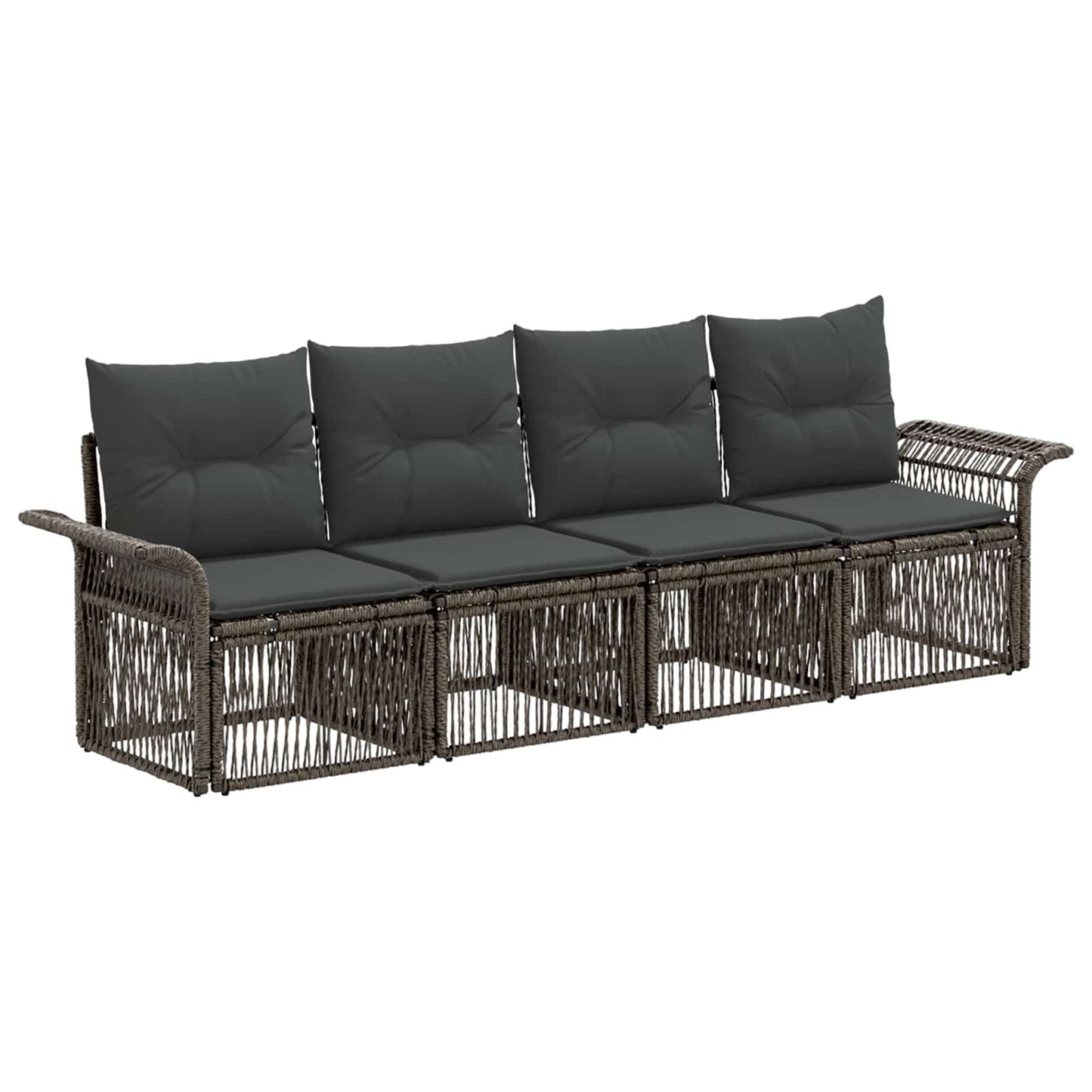 Tuinbankenset 4 pcs Grijs poly rattan