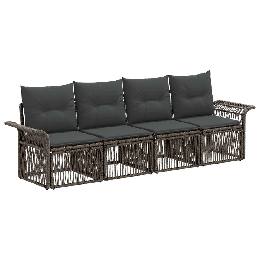 Tuinbankenset 4 pcs Grijs poly rattan