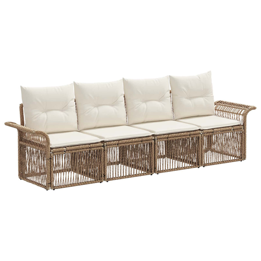 Tuinbankenset 4 pcs Beige poly rattan