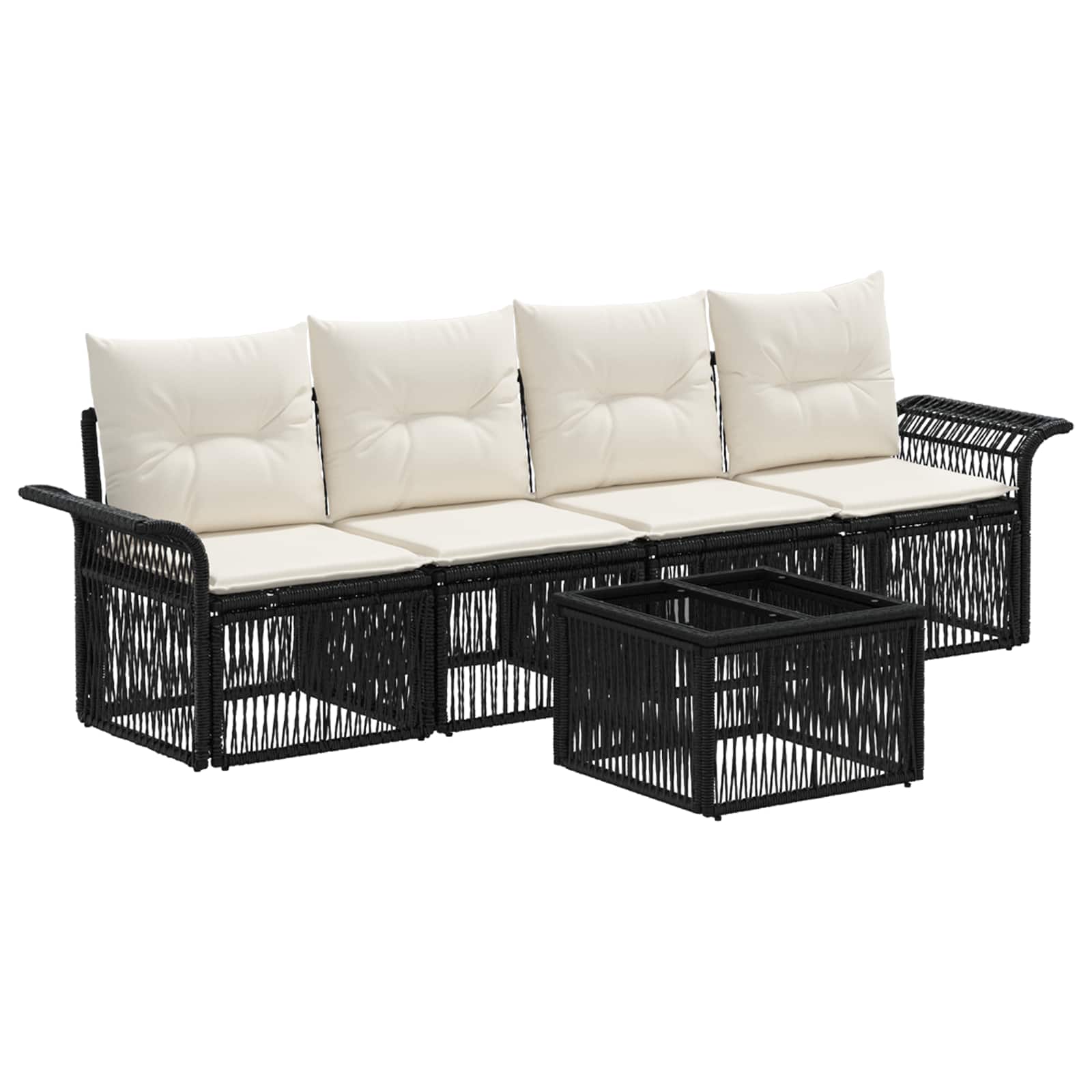 Tuinbankenset 5 pcs Zwart poly rattan