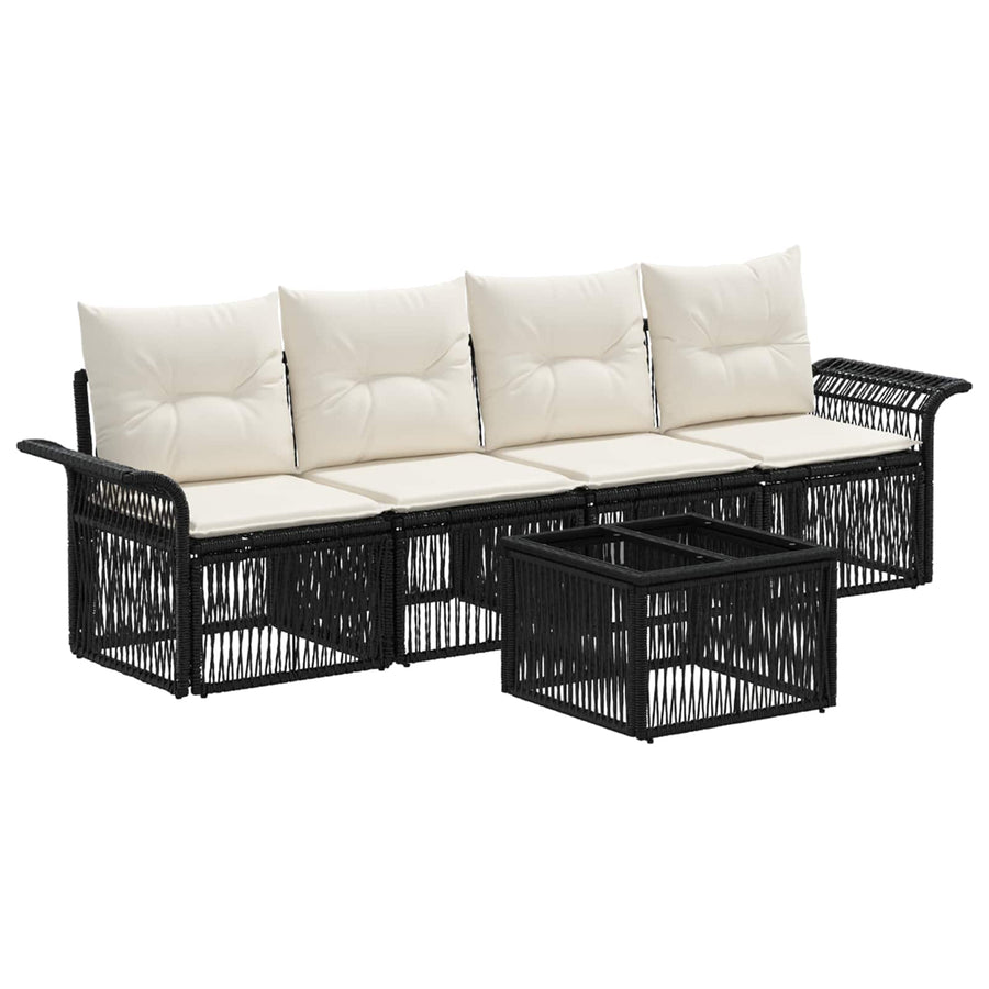 Tuinbankenset 5 pcs Zwart poly rattan