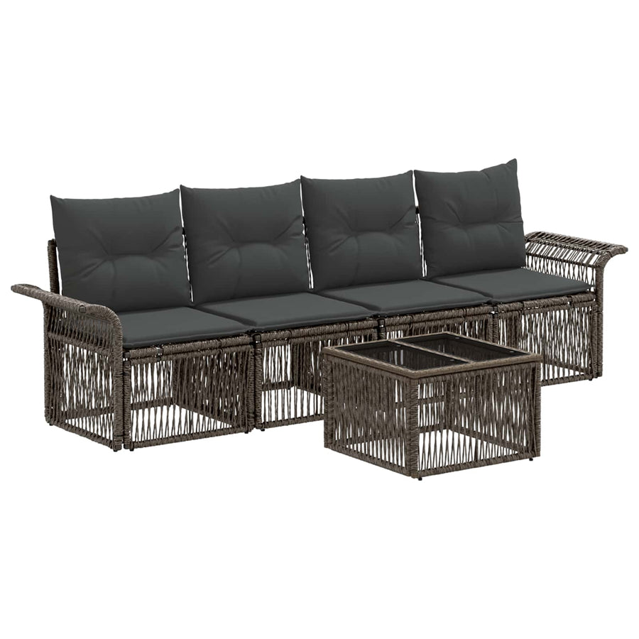 Tuinbankenset 5 pcs Grijs poly rattan