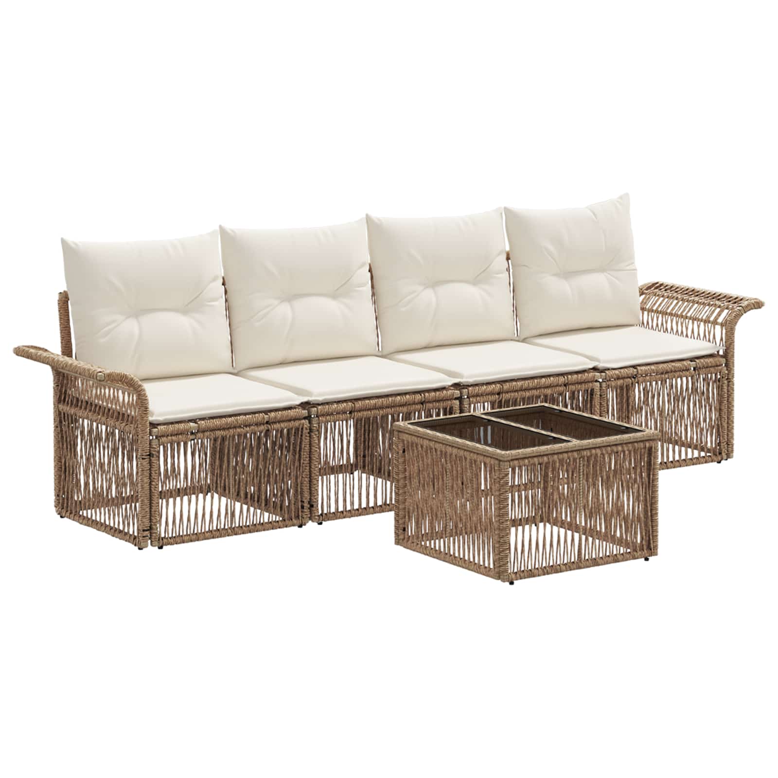 Tuinbankenset 5 pcs Beige poly rattan