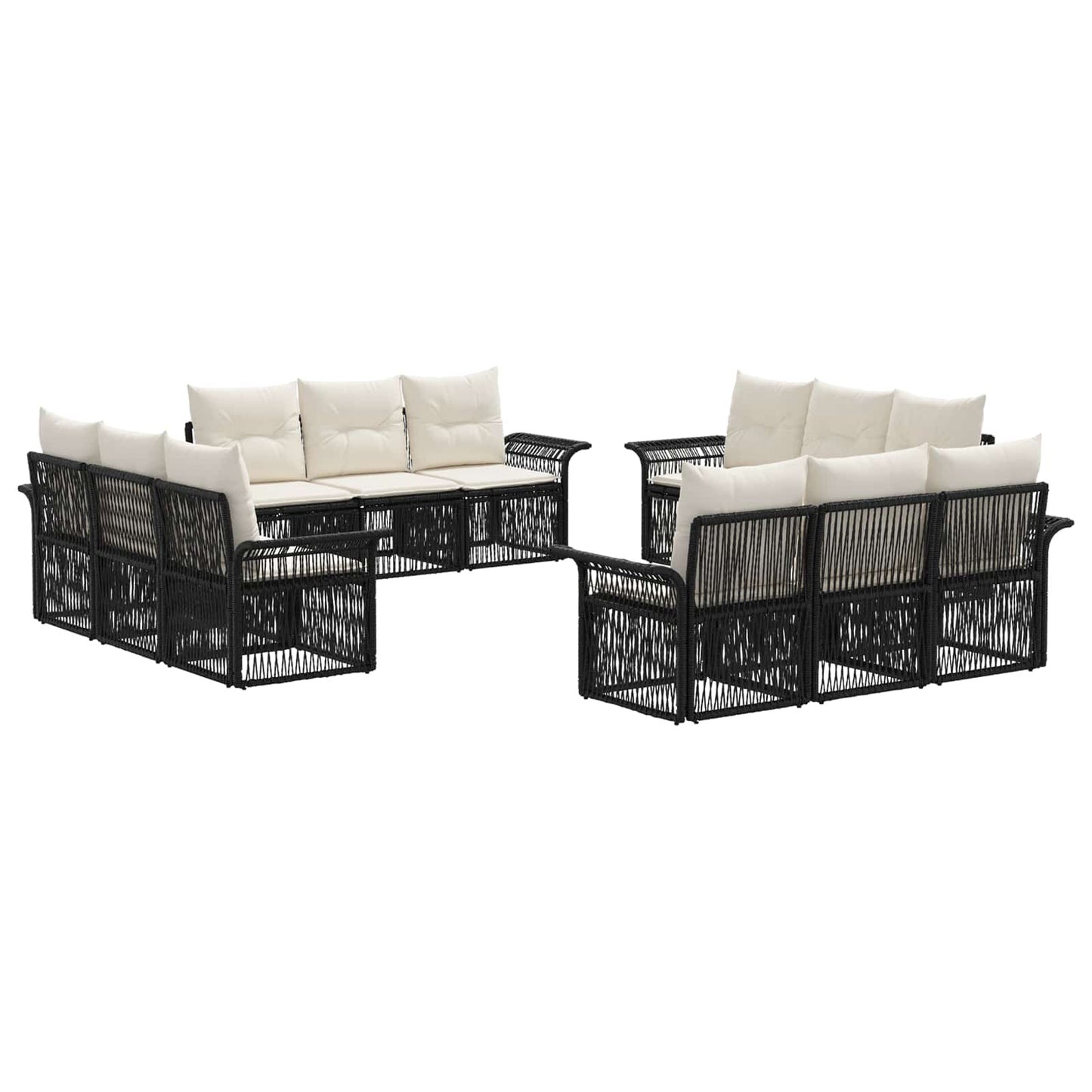 Tuinbankenset 12 pcs Zwart poly rattan