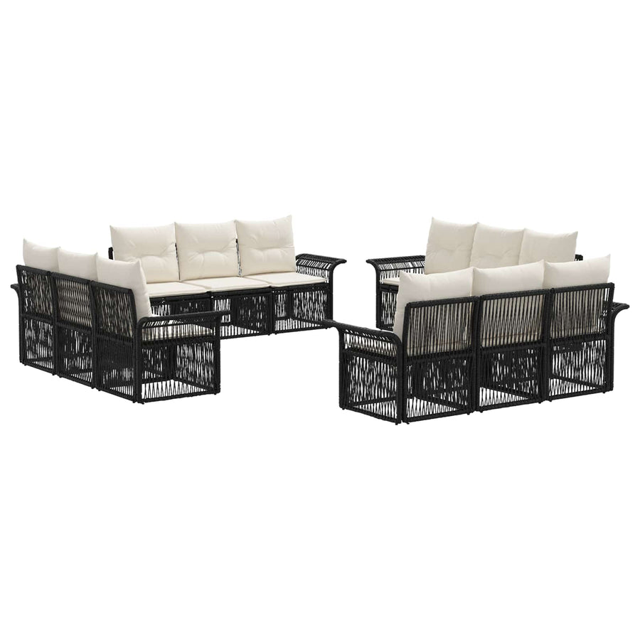 Tuinbankenset 12 pcs Zwart poly rattan