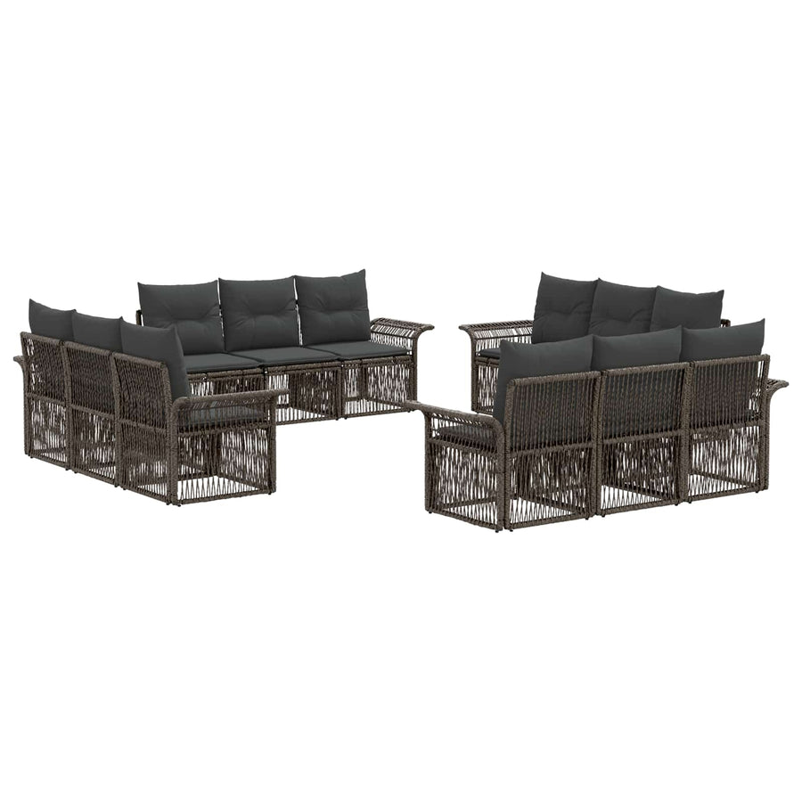 Tuinbankenset 12 pcs Grijs poly rattan