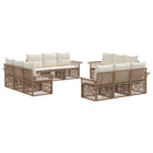Tuinbankenset poly rattan beige 12 personen