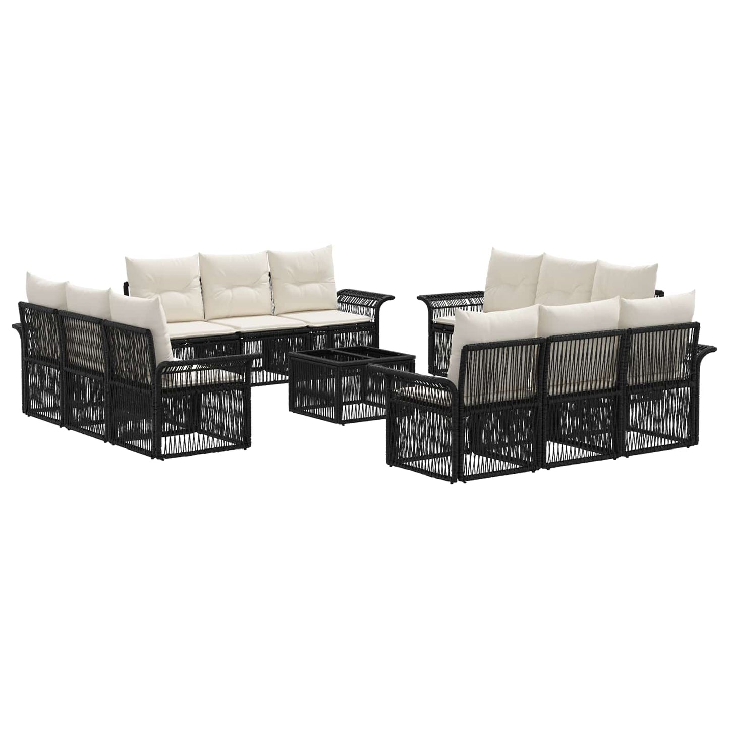 Tuinbankenset 13 pcs Zwart poly rattan