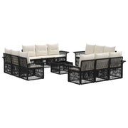 Tuinbankenset poly rattan zwart 13-delig