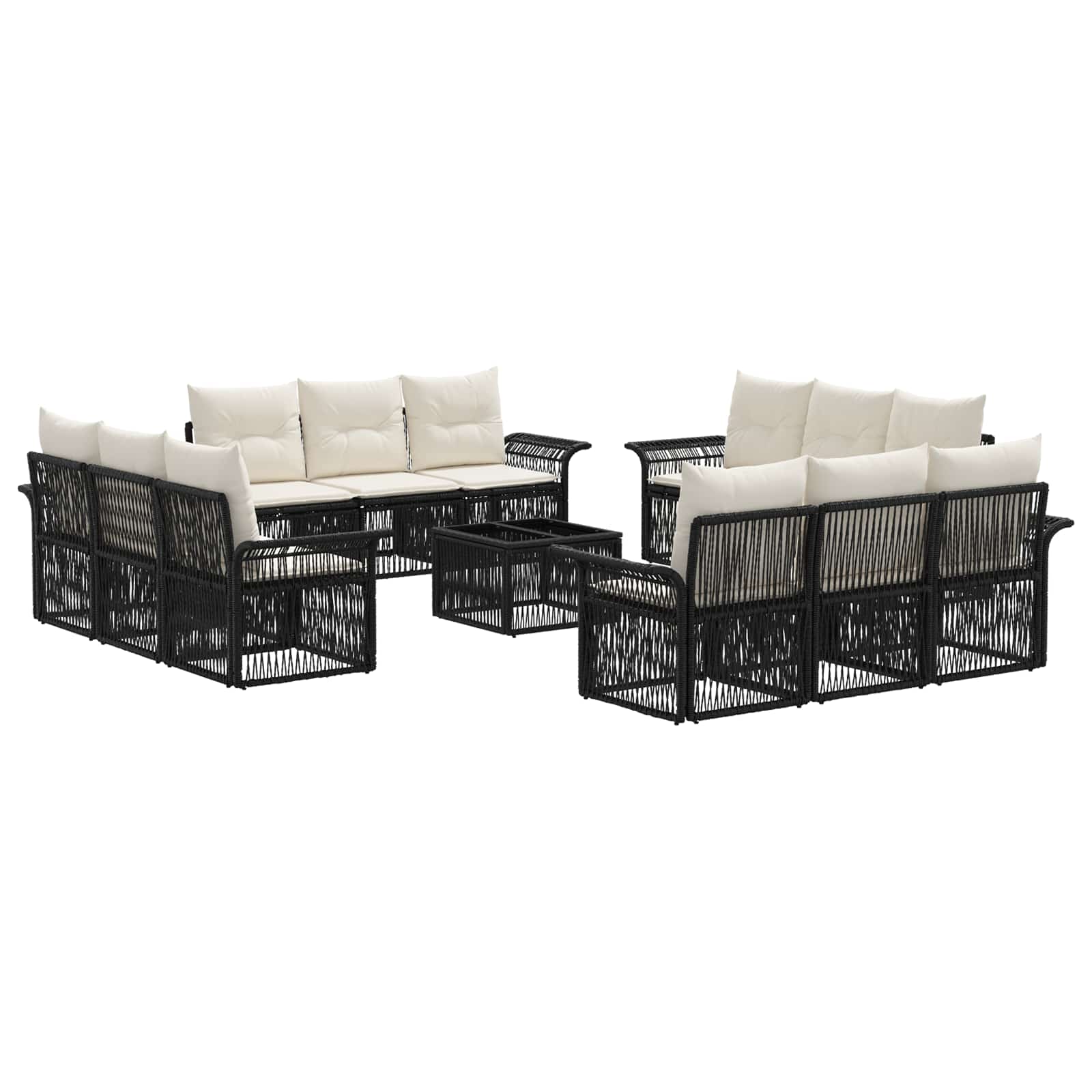 Tuinbankenset 13 pcs Zwart poly rattan