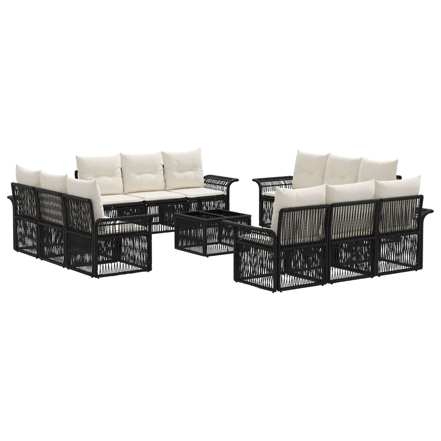 Tuinbankenset 13 pcs Zwart poly rattan