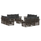 Garden Bench Set 13 pcs Grey poly rattan