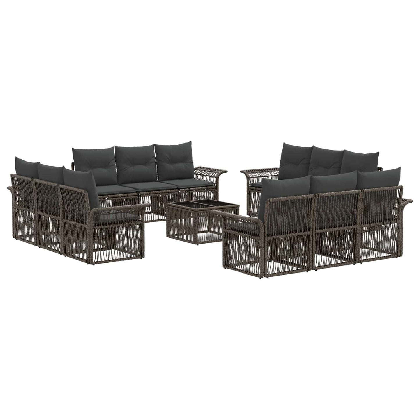 Tuinbankenset 13 pcs Grijs poly rattan