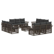 Tuinbankenset poly rattan grijs 13-delig