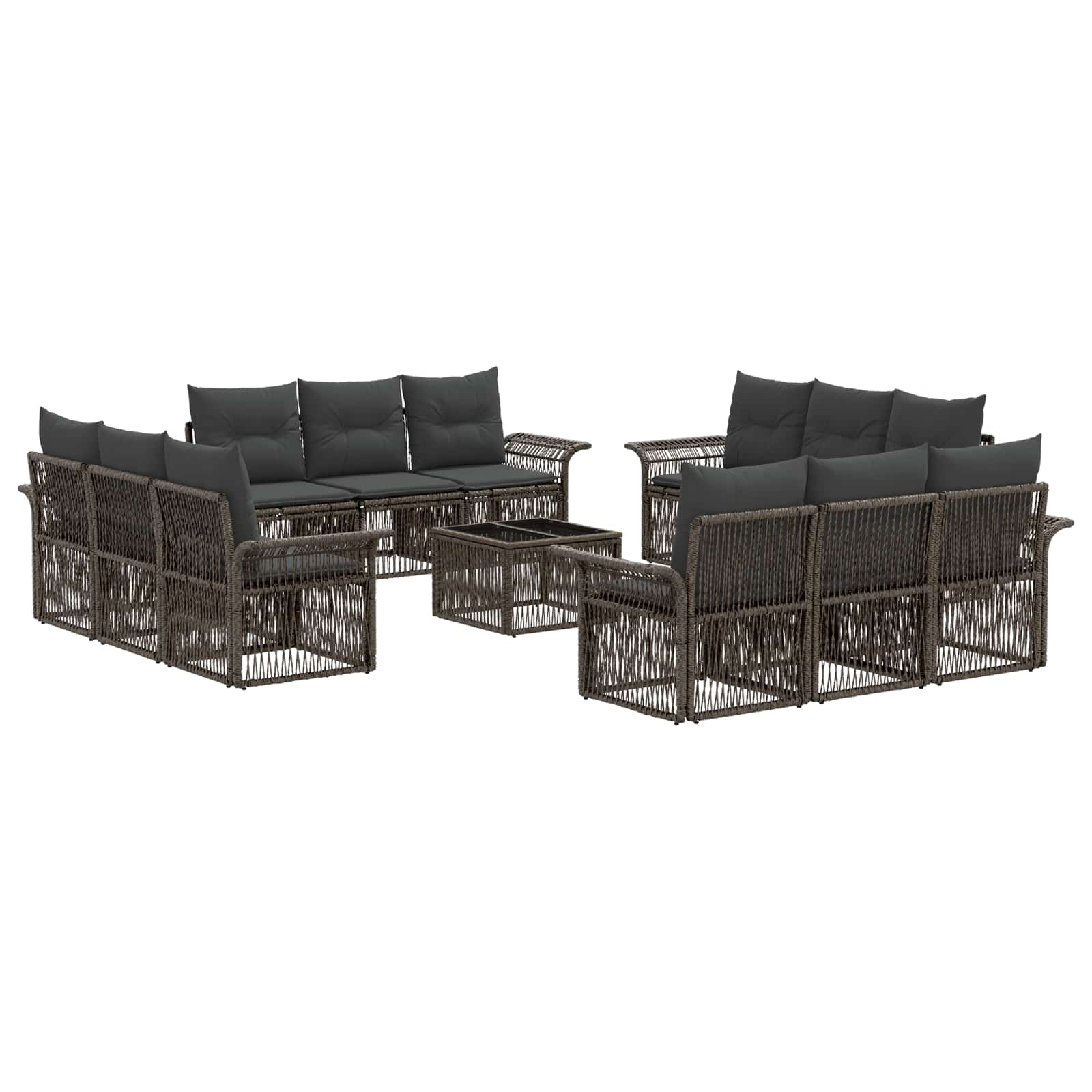 Tuinbankenset 13 pcs Grijs poly rattan