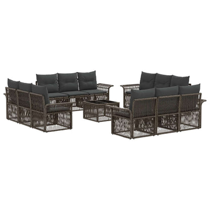 Tuinbankenset 13 pcs Grijs poly rattan