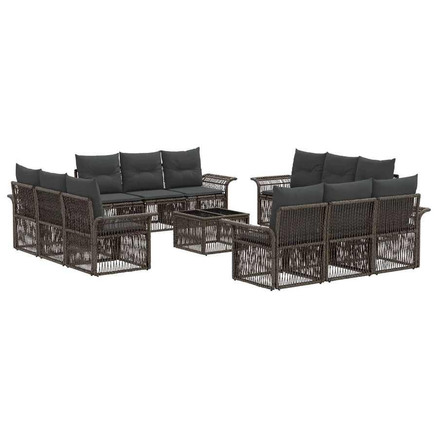 Tuinbankenset 13 pcs Grijs poly rattan