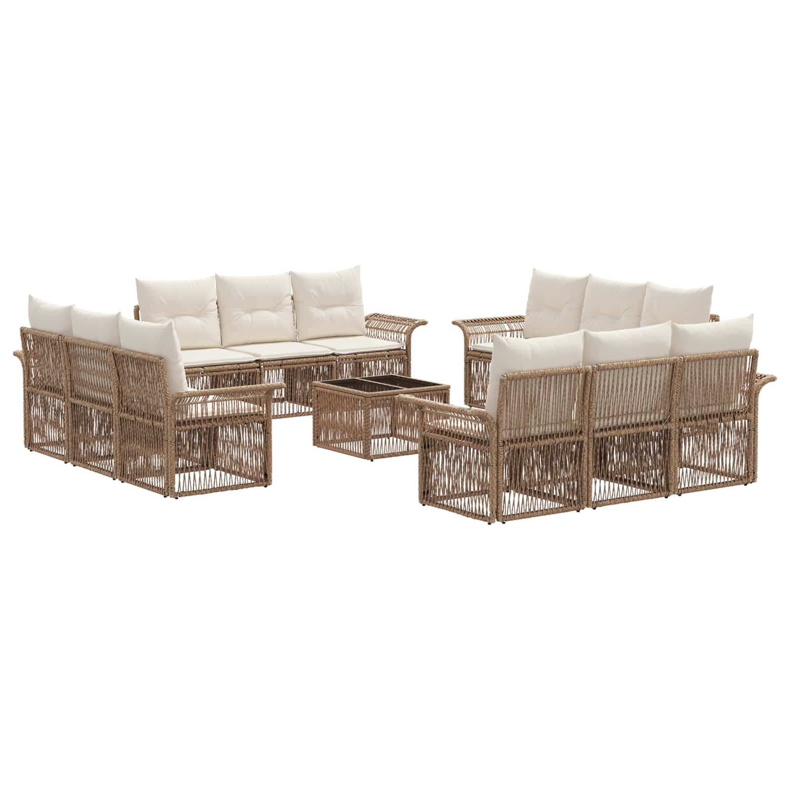 Tuinbankenset 13 pcs Beige poly rattan