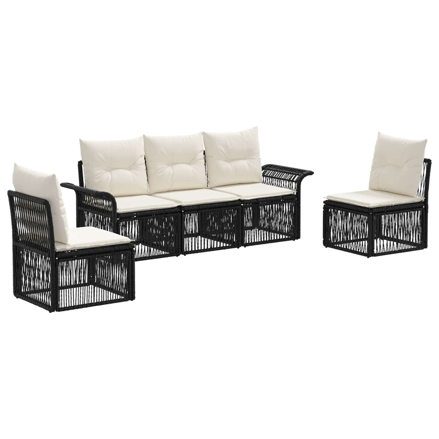 Tuinbankenset 5 pcs Zwart poly rattan