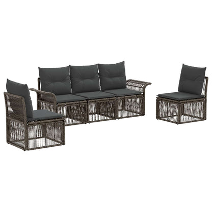 Tuinbankenset 5 pcs Grijs poly rattan