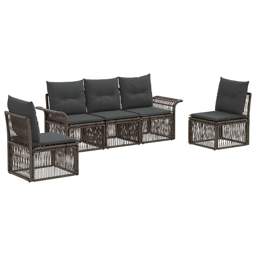 Tuinbankenset 5 pcs Grijs poly rattan