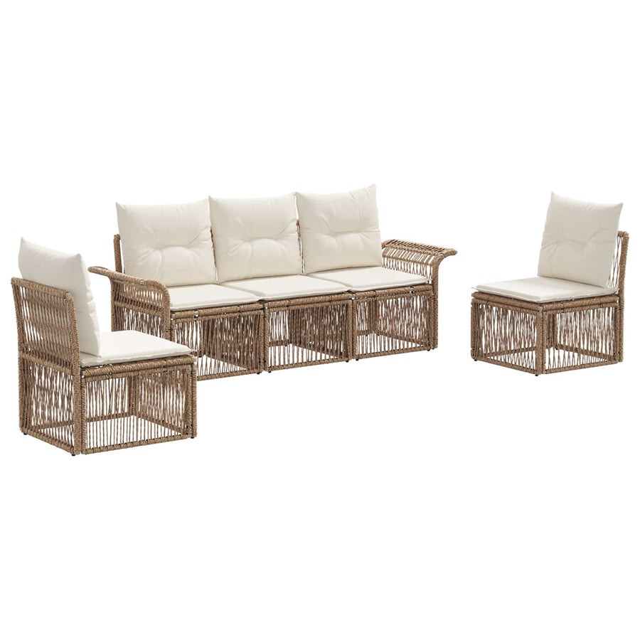 Tuinbankenset 5 pcs Beige poly rattan