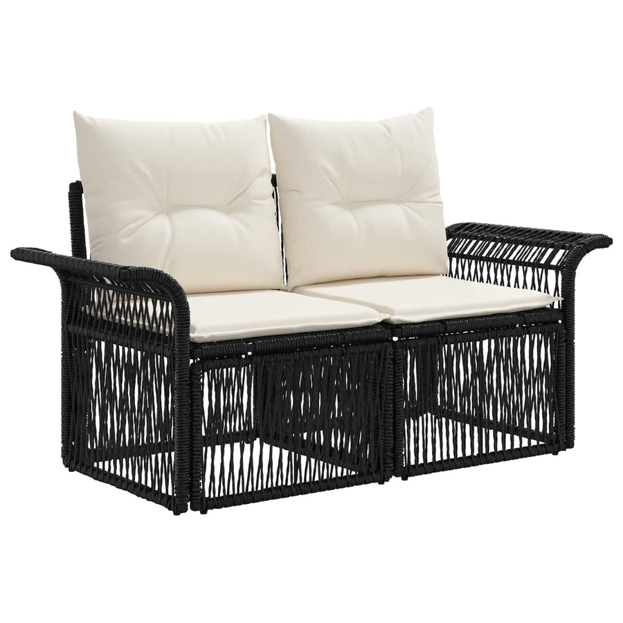 Tuinbankenset 6 pcs Zwart poly rattan