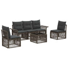 Garden Lounge Set 6 pcs Grey poly rattan