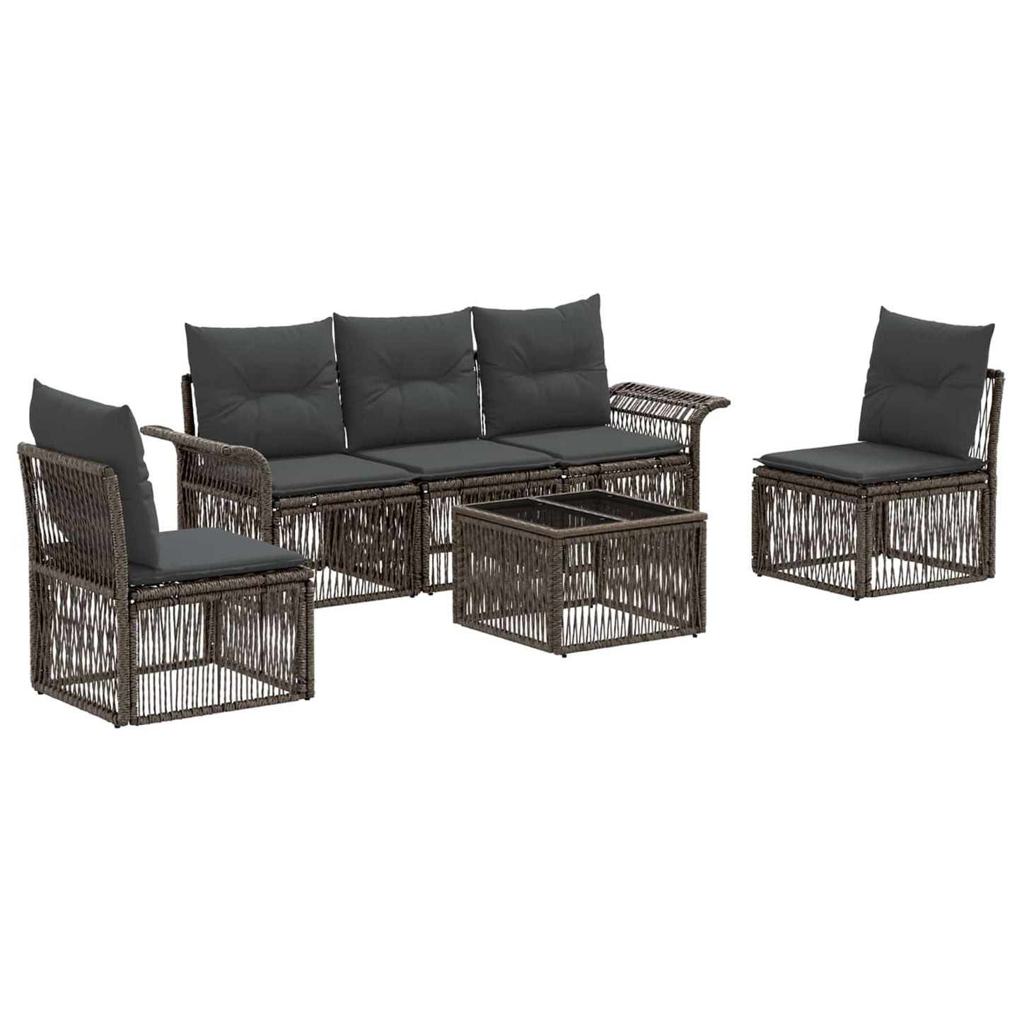 Tuinbankenset 6 pcs Grijs poly rattan