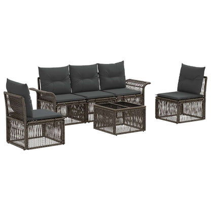 Tuinbankenset 6 pcs Grijs poly rattan