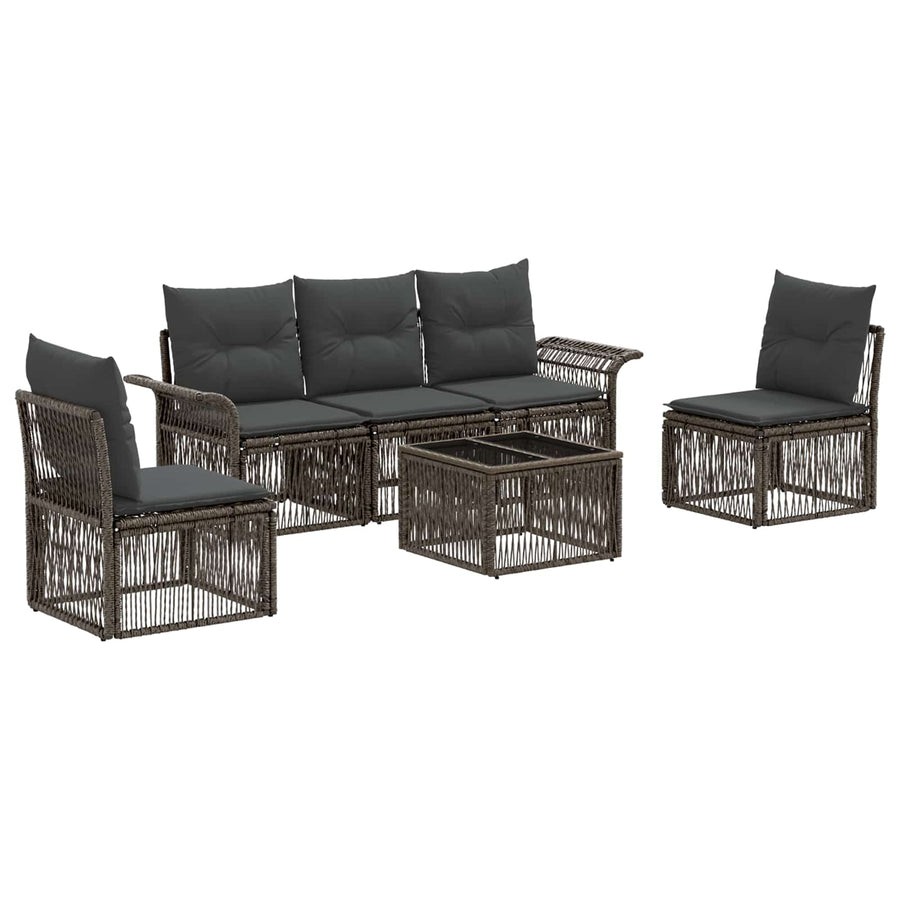 Tuinbankenset 6 pcs Grijs poly rattan