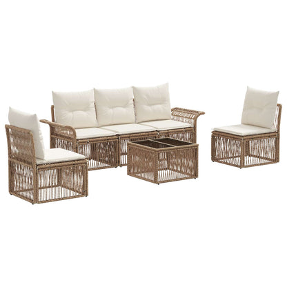 Tuinbankenset 6 pcs Beige poly rattan