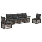 Tuinbankenset 6 personen grijs poly rattan
