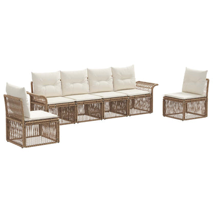 Tuinbankenset 6 pcs Beige poly rattan