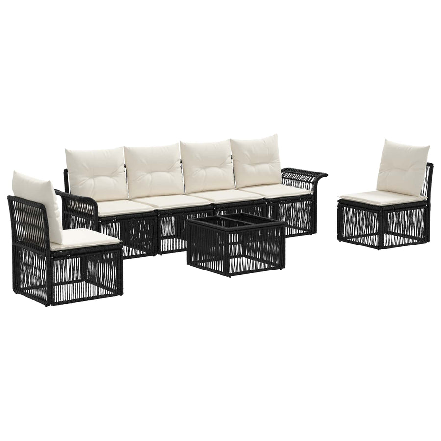Tuinbankenset 7 pcs Zwart poly rattan