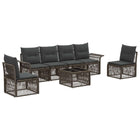 Garden bench set 7 pcs Grey poly rattan