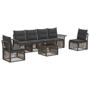 Tuinbankenset poly rattan grijs 7-delig