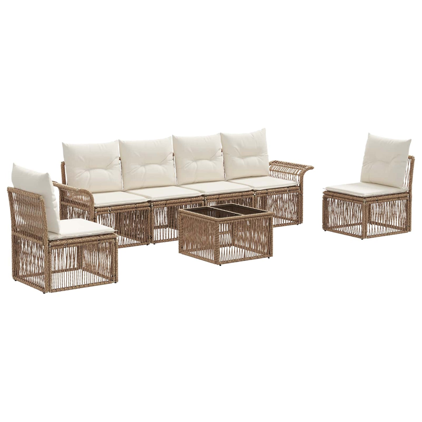 Tuinbankenset 7 pcs Beige poly rattan