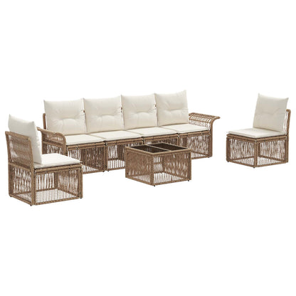 Tuinbankenset 7 pcs Beige poly rattan