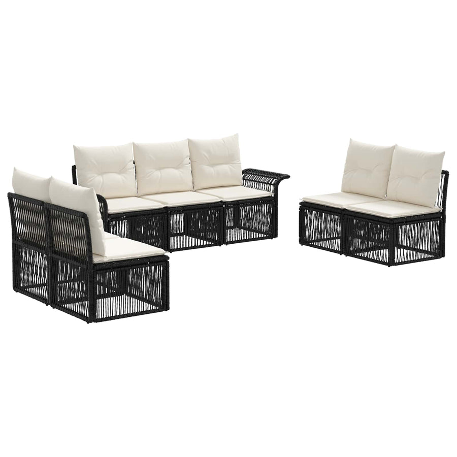 Tuinbankenset 7 pcs Zwart poly rattan