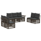 Tuinbankenset 7-delig poly rattan grijs