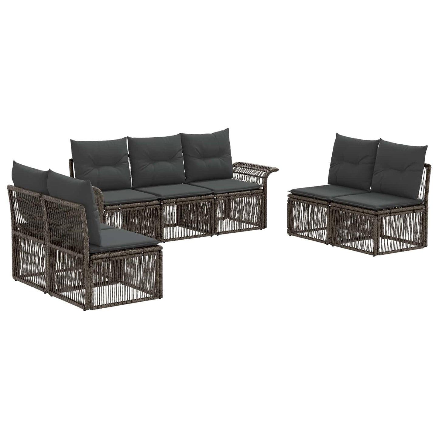 Tuinbankenset 7 pcs Grijs poly rattan