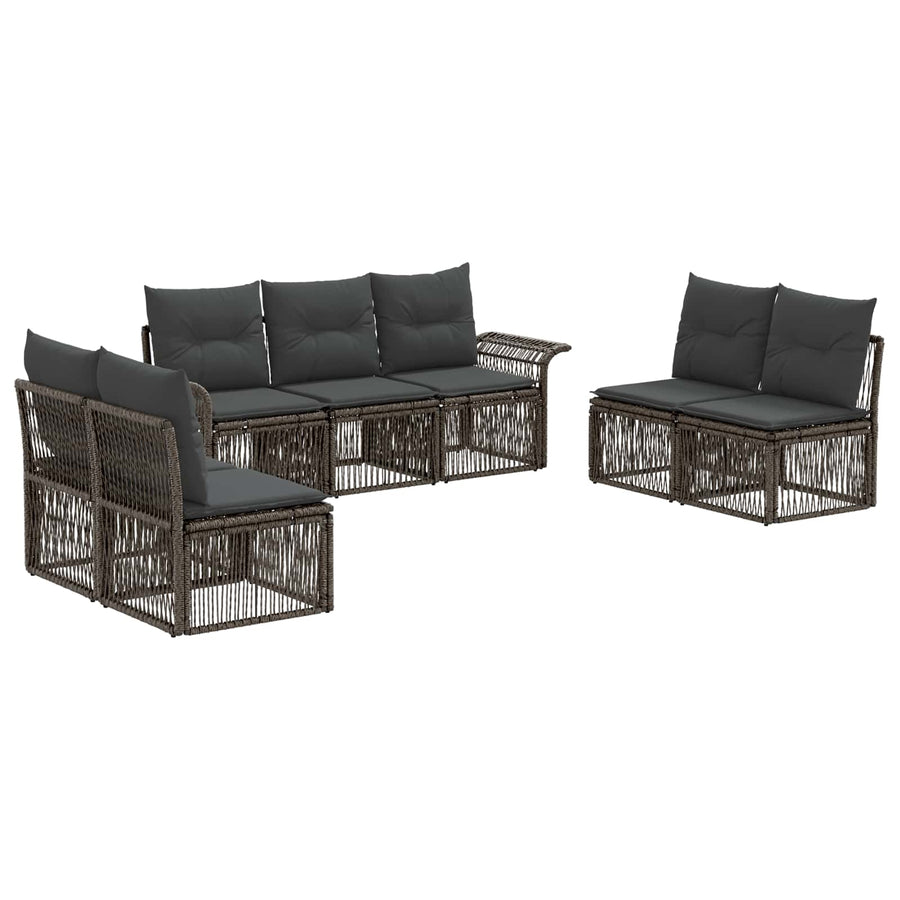 Tuinbankenset 7 pcs Grijs poly rattan