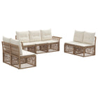 Tuinbankenset poly rattan beige 7-delig