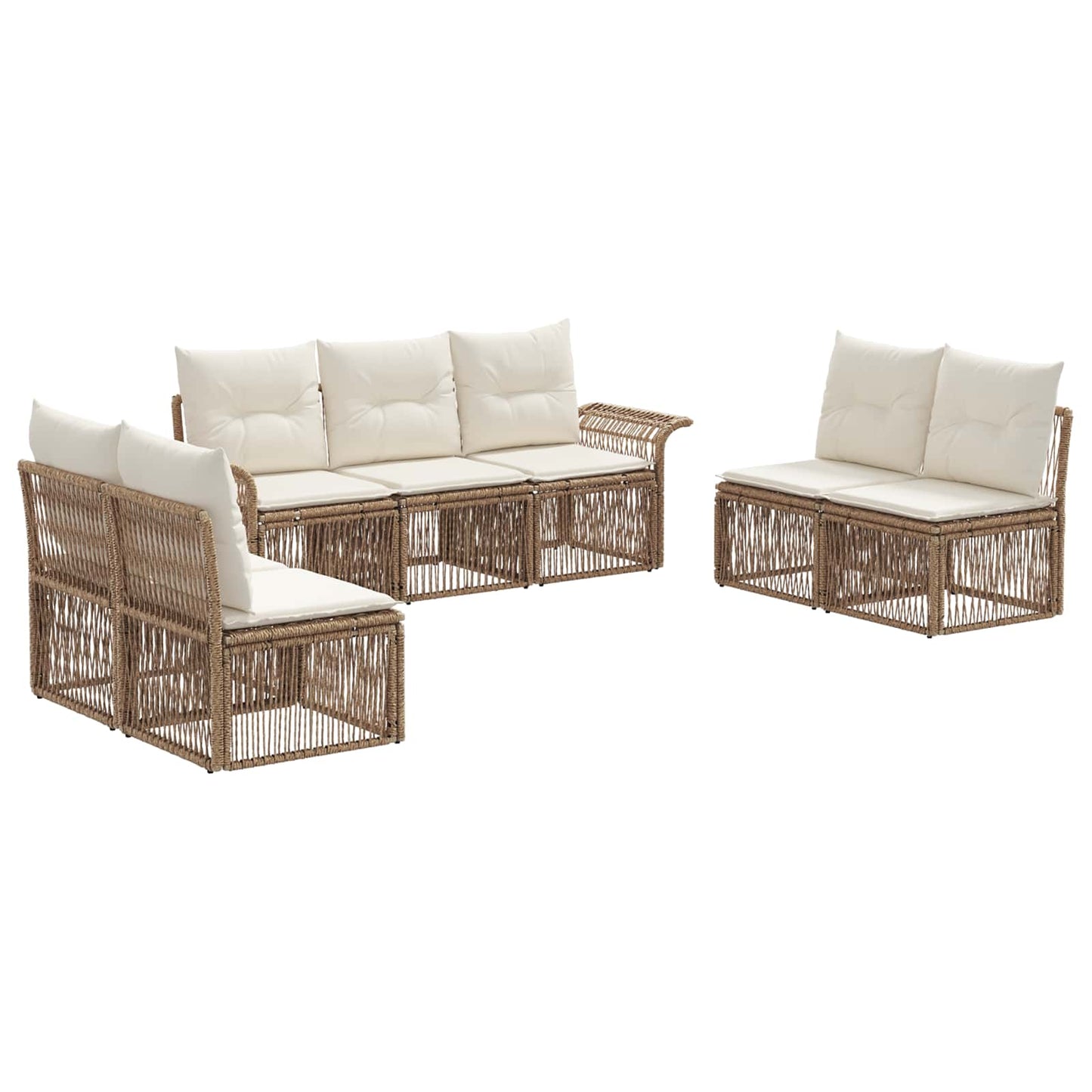 Tuinbankenset 7 pcs Beige poly rattan