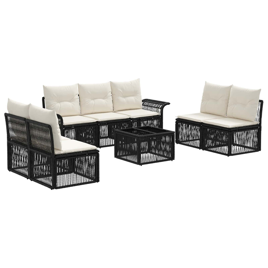Tuinbankenset 8 pcs Zwart poly rattan