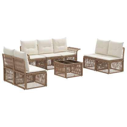 Tuinbankenset 8 pcs Beige poly rattan