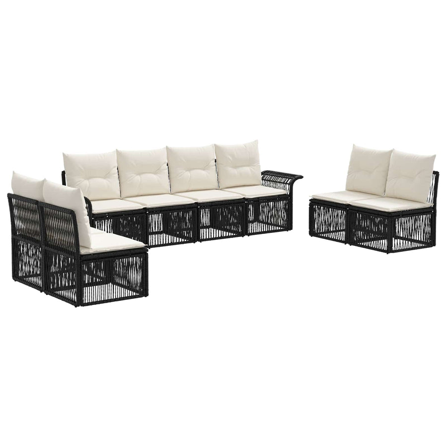 Tuinbankenset 8 pcs Zwart poly rattan