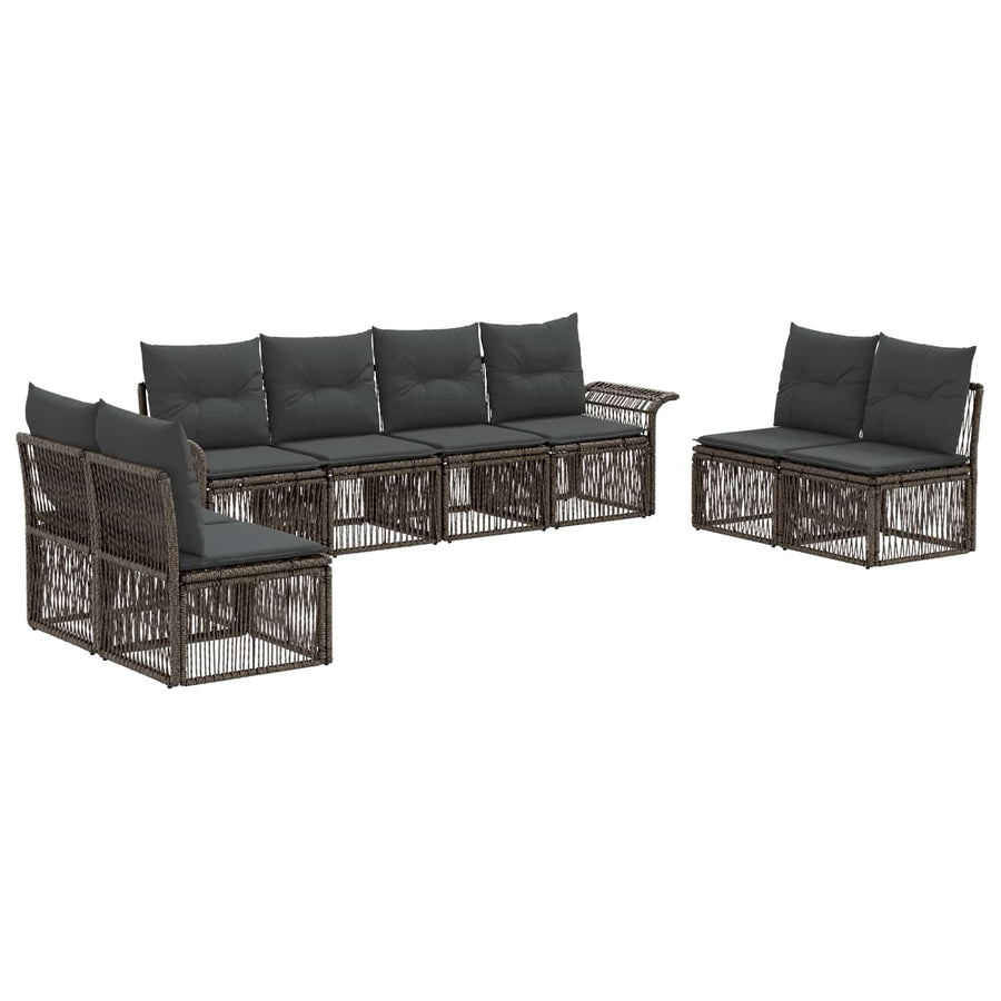 Tuinbankenset 8 pcs Grijs poly rattan