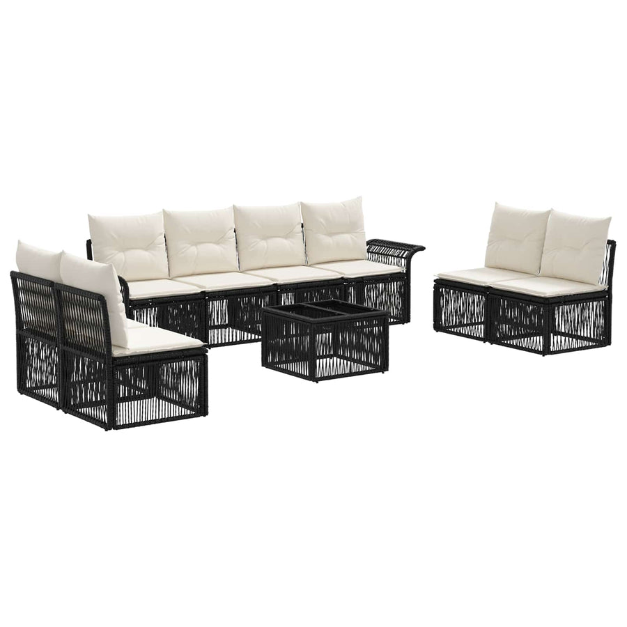 Tuinbankenset 9 pcs Zwart poly rattan